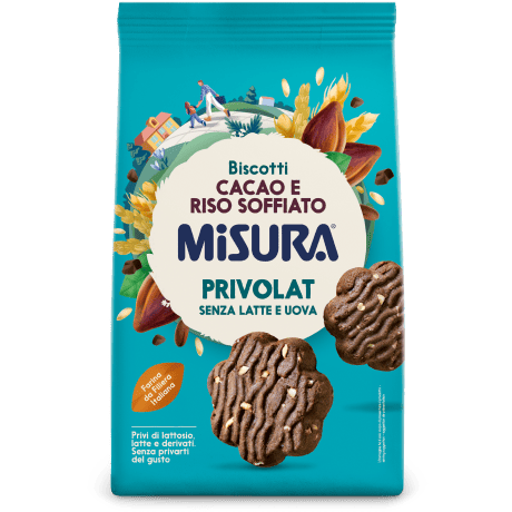 Immagine del packaging dei Biscotti Cacao e riso soffiato Misura della linea Privolat