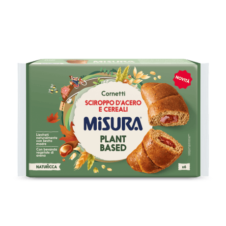 Immagine del Packaging dei Cornetti sciroppo d'acero e cereali Misura, della linea Naturicca