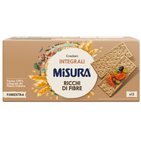 Immagine di un pacco di Crackers integrali Misura - Linea Fibrextra