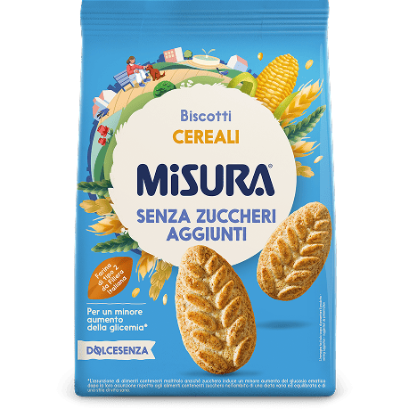 Immagine del packaging dei Biscotti Cereali Misura della Linea Dolcesenza