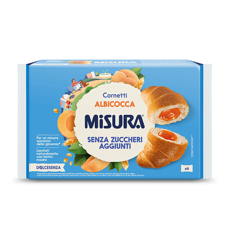 Immagine del packaging dei Cornetti albicocca Misura della Linea Dolcesenza