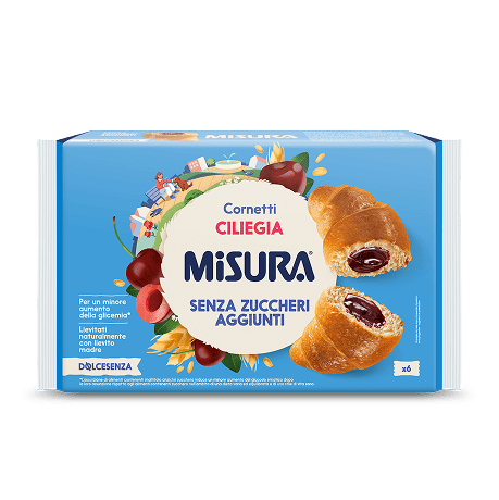 Immagine del packaging dei Cornetti alla ciliegia Misura della Linea Dolcesenza