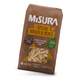 Immagine del packaging delle Pennette rigate integrali Misura della Linea Fibrextra